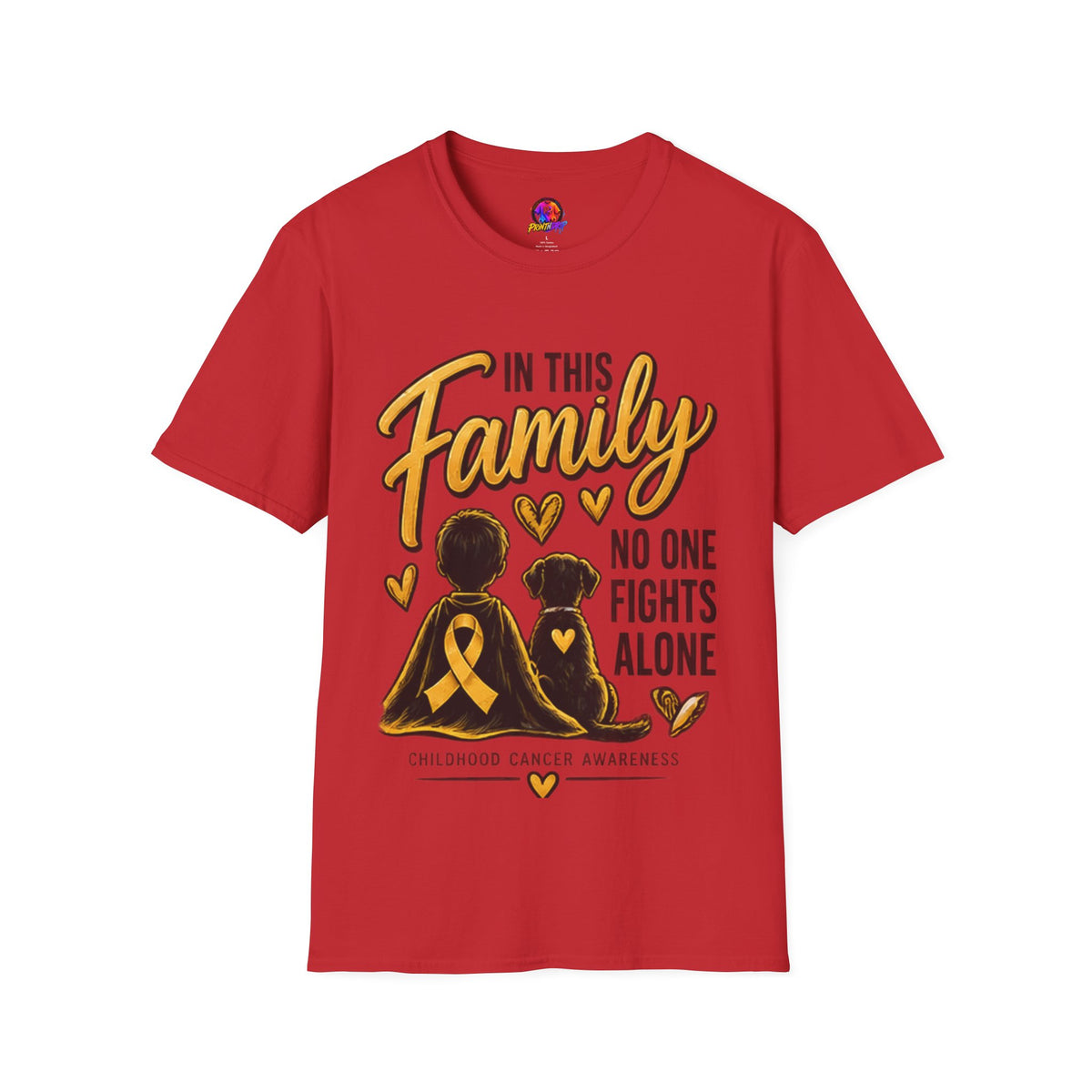 Childhood Cancer Awareness T-Shirt — "In This Family No One Fights Alone"