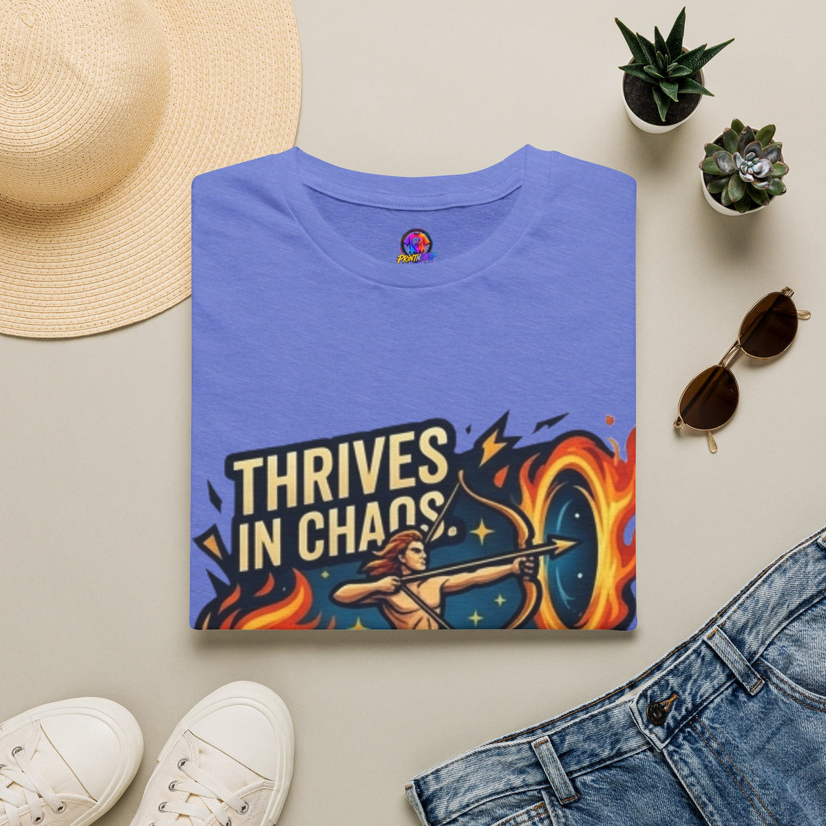 Sagittarius Archer T‑Shirt — "Thrives in Chaos" Zodiac Fire Sign Tee