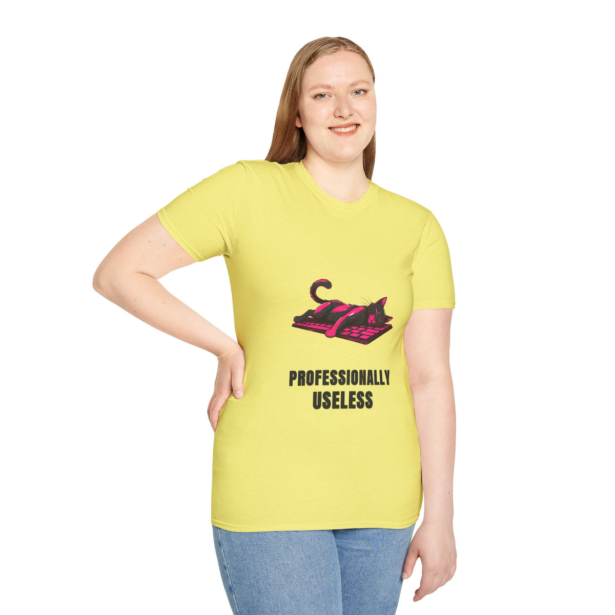 T‑Shirt — 'Professionally Useless' Relaxed Cat Graphic Tee - Trending Now - August 2026
