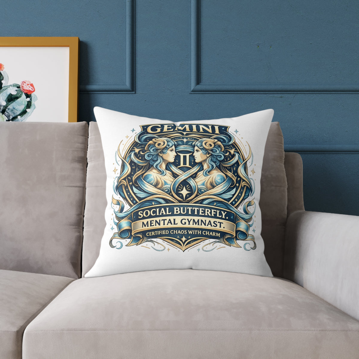Gemini Zodiac Social Butterfly Square Poly Canvas Pillow