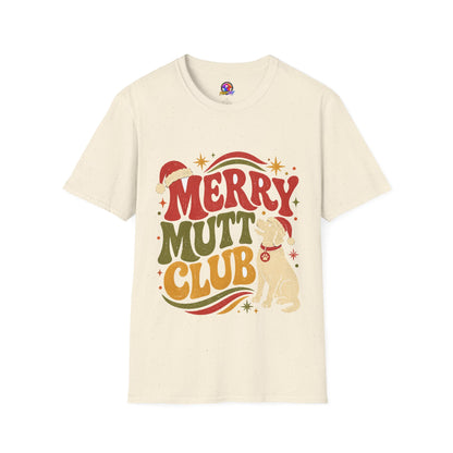 Merry Mutt Club T-Shirt — Retro Christmas Dog Lover Tee