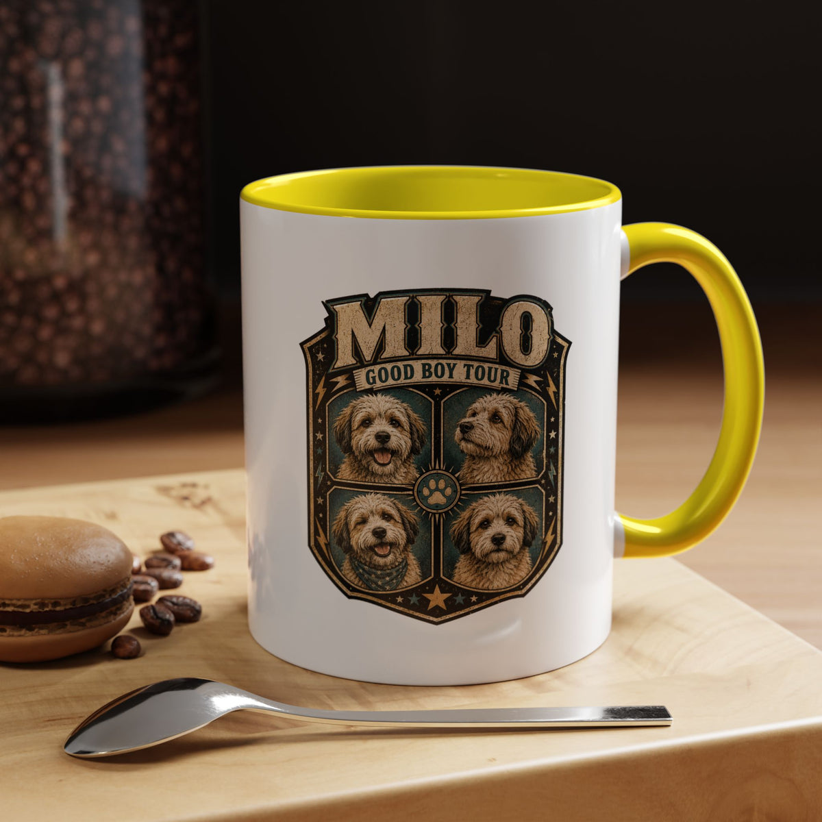 Milo Bailey Dog Dad Mom Milo 'Good Boy Tour' Accent Coffee Mug – Personalized Dog Lover Gift