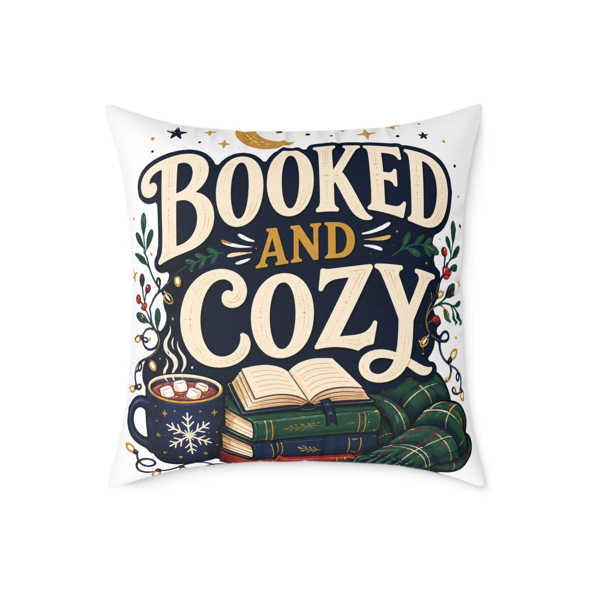 Modern Day Christmas Booked And Cozy Square Pillow