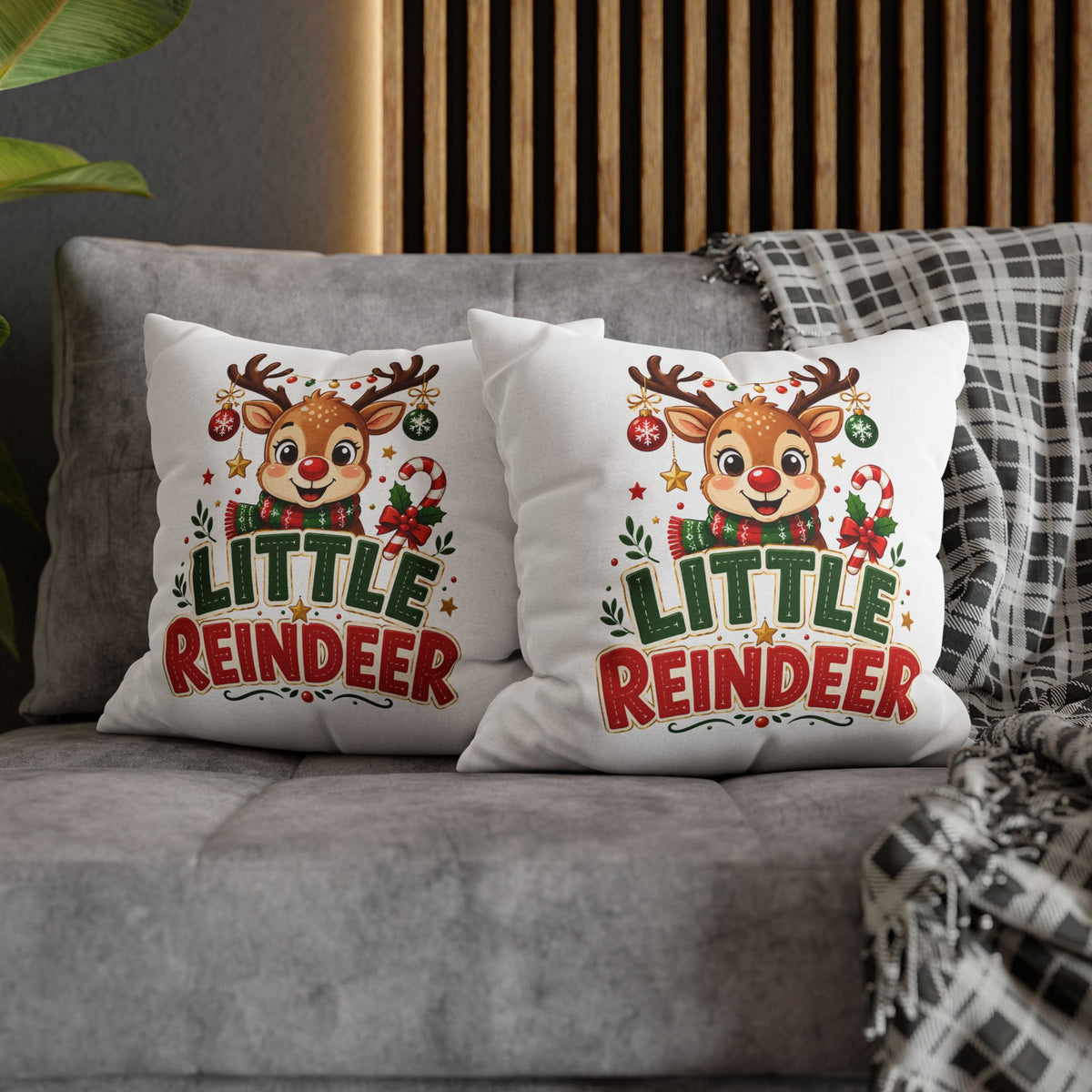 Christmas Little Reindeer Holiday Pillowcase – Cute Christmas Throw Pillow Cover