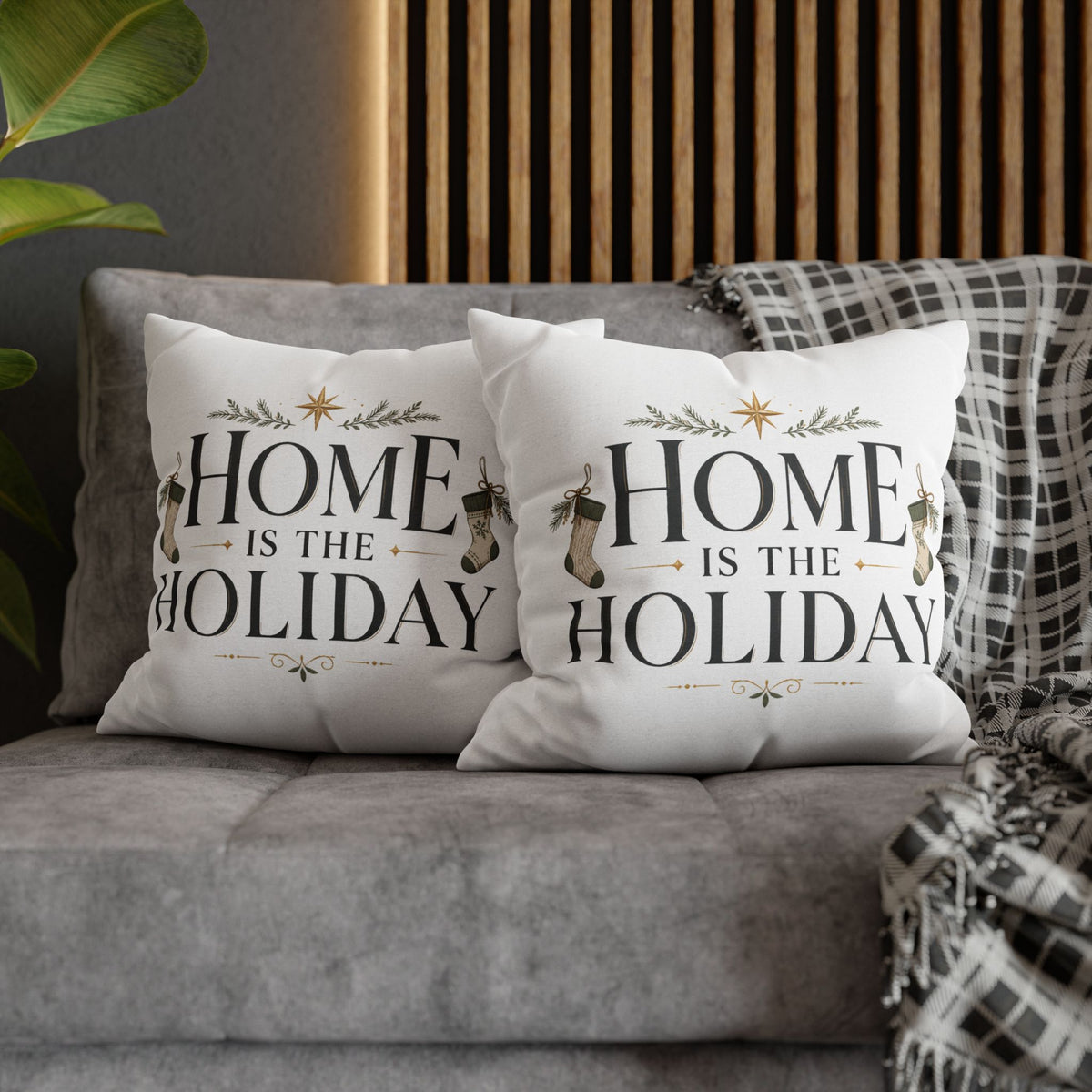 Christmas Home Is the Holiday Throw Pillowcase — Festive Holiday Decorative Pillow Cover