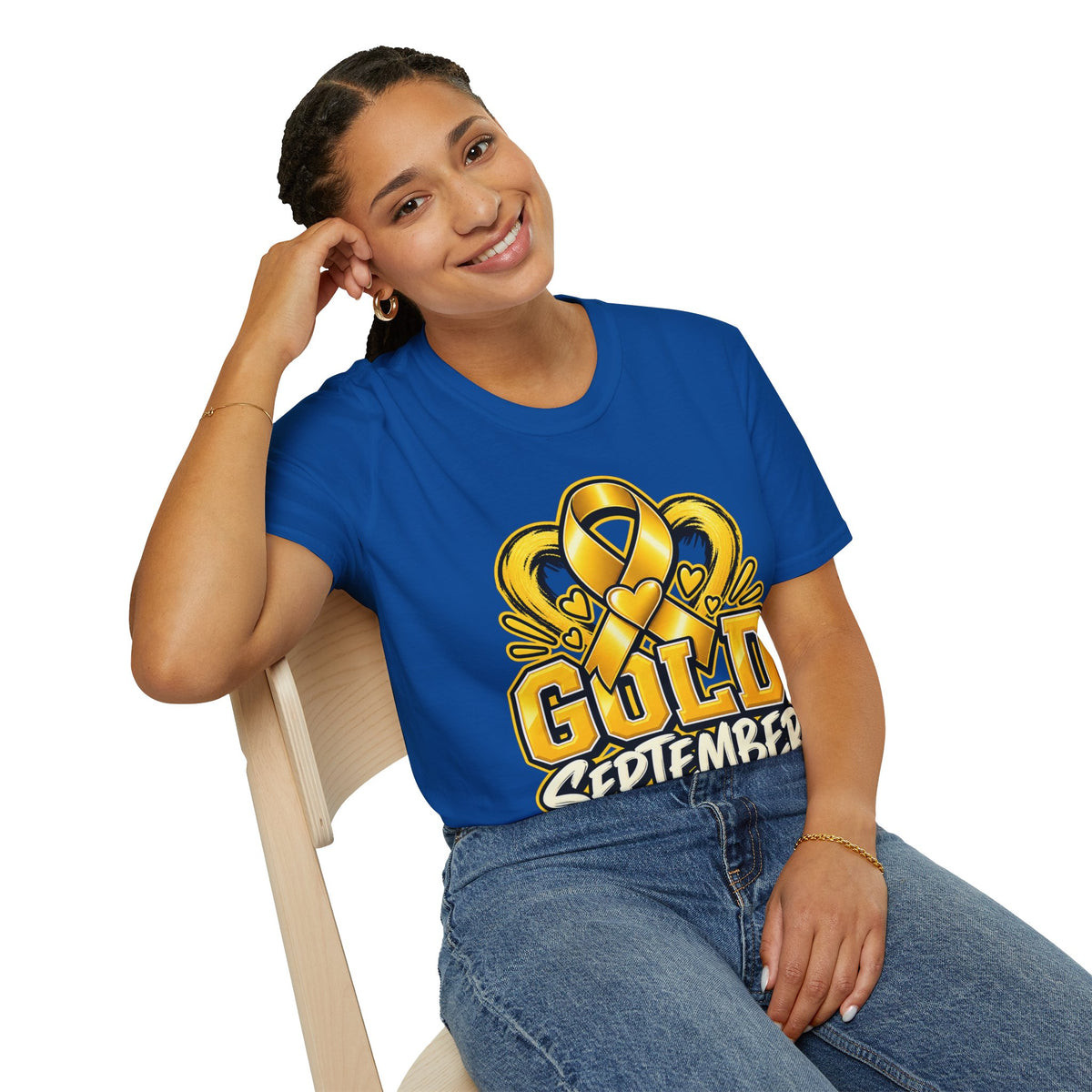 Gold September T-Shirt — Childhood Cancer Awareness Ribbon Tee