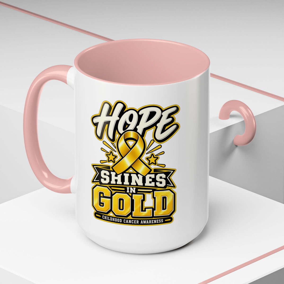 Hope Shines in Gold Coffee Mug — Childhood Cancer Awareness Accent Mug