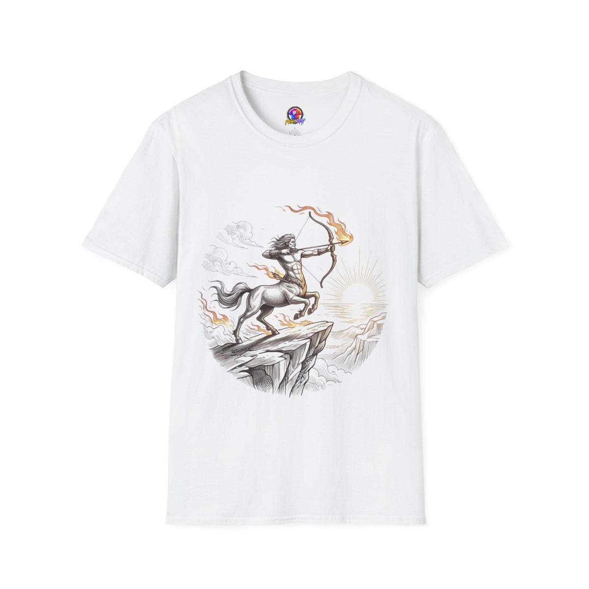 Sagittarius Centaur Archer T-Shirt — Mythical Archer Graphic Tee (Flaming Bow)