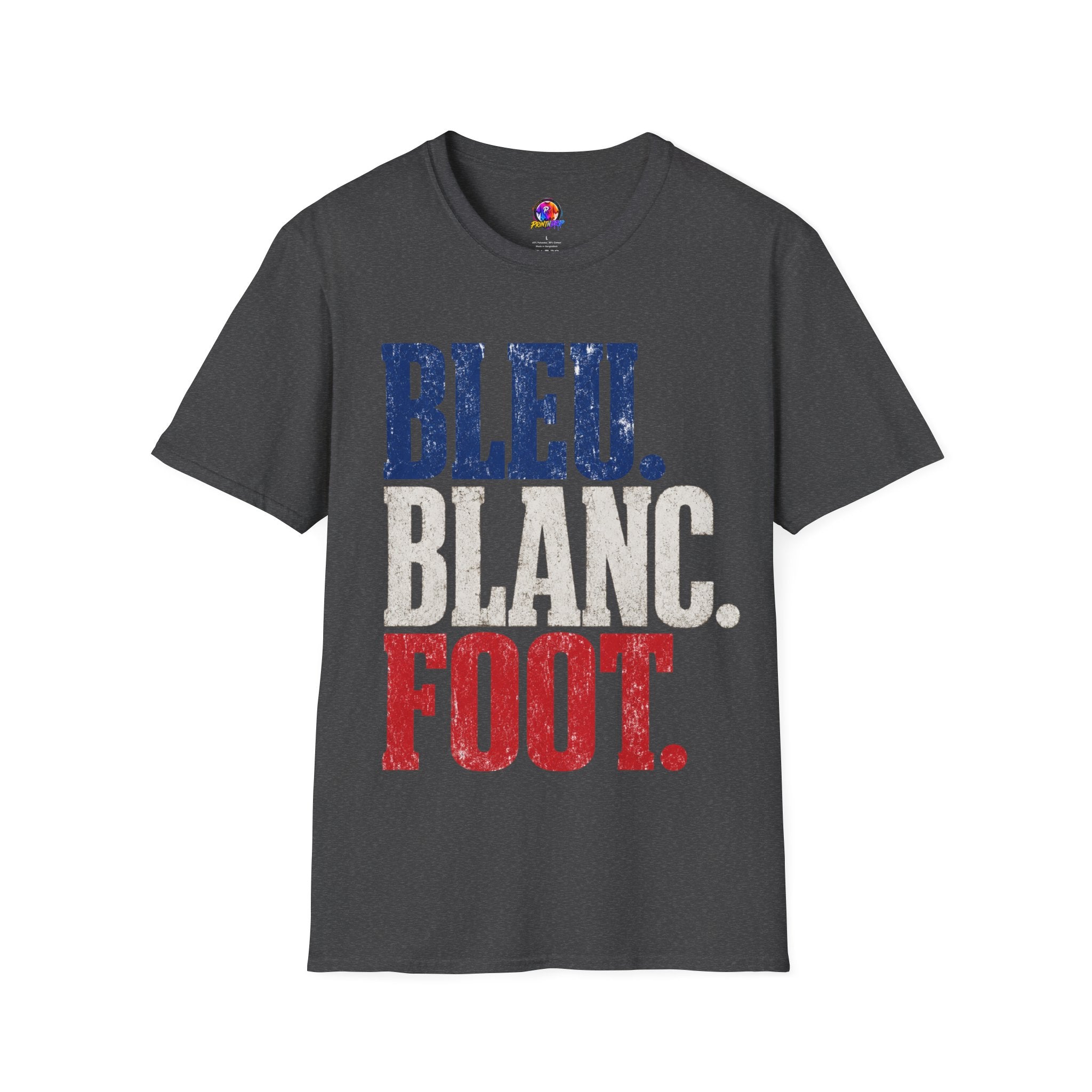 France T-Shirt — Bleu Blanc Foot Vintage French Flag Soccer Graphic Tee