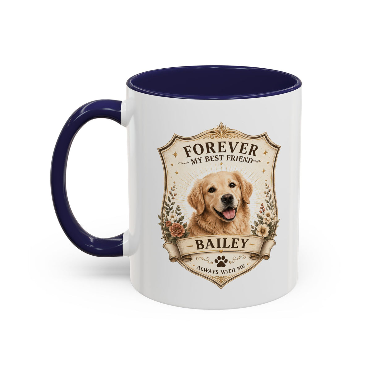 Milo Bailey Dog Dad Mom Golden Retriever Memorial Coffee Mug – “Forever My Best Friend” Personalized Dog Tribute