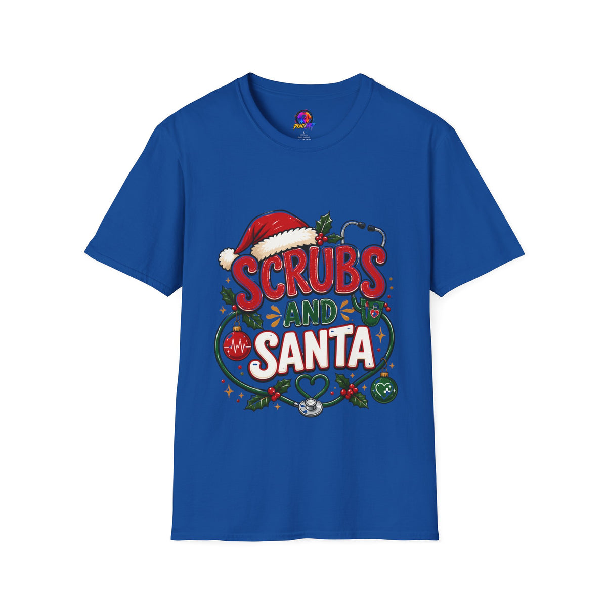 Scrubs and Santa Christmas Tee — Funny Nurse Holiday T-Shirt