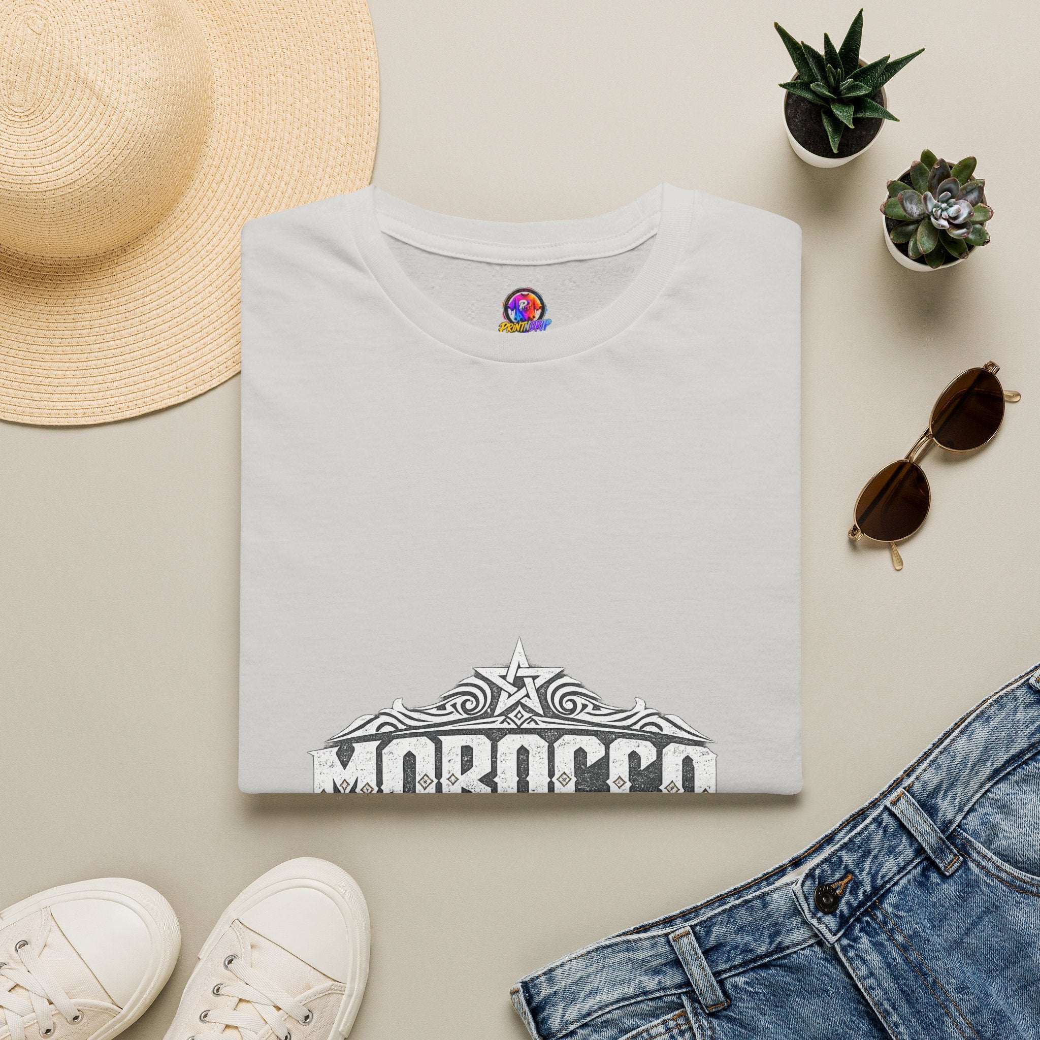Morocco Vintage Graphic T-Shirt — Travel Tee with Ornamental Crest