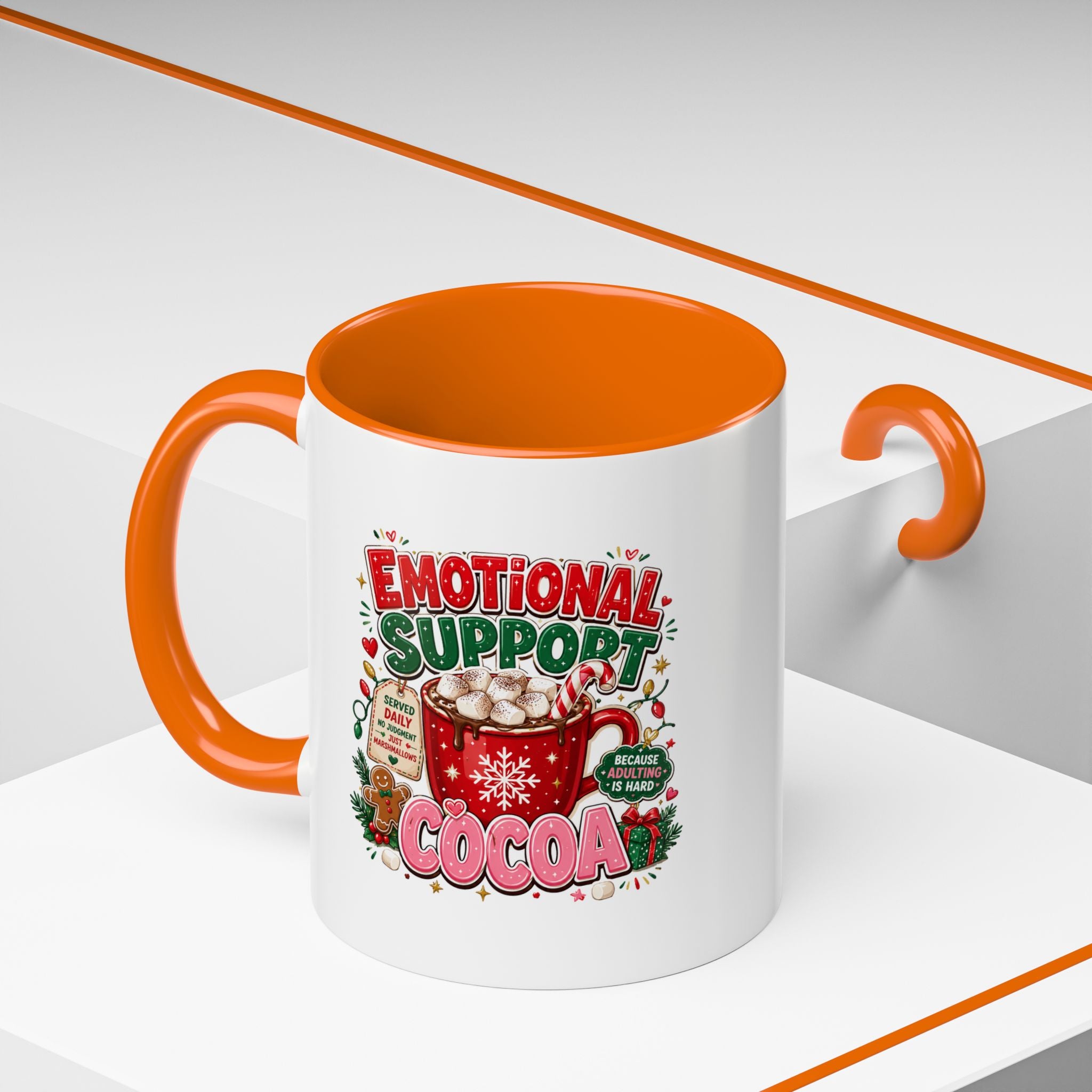Modern Day Christmas  Emotional Support Cocoa Mug — Festive Hot Chocolate Christmas Coffee Cup (11/15oz)