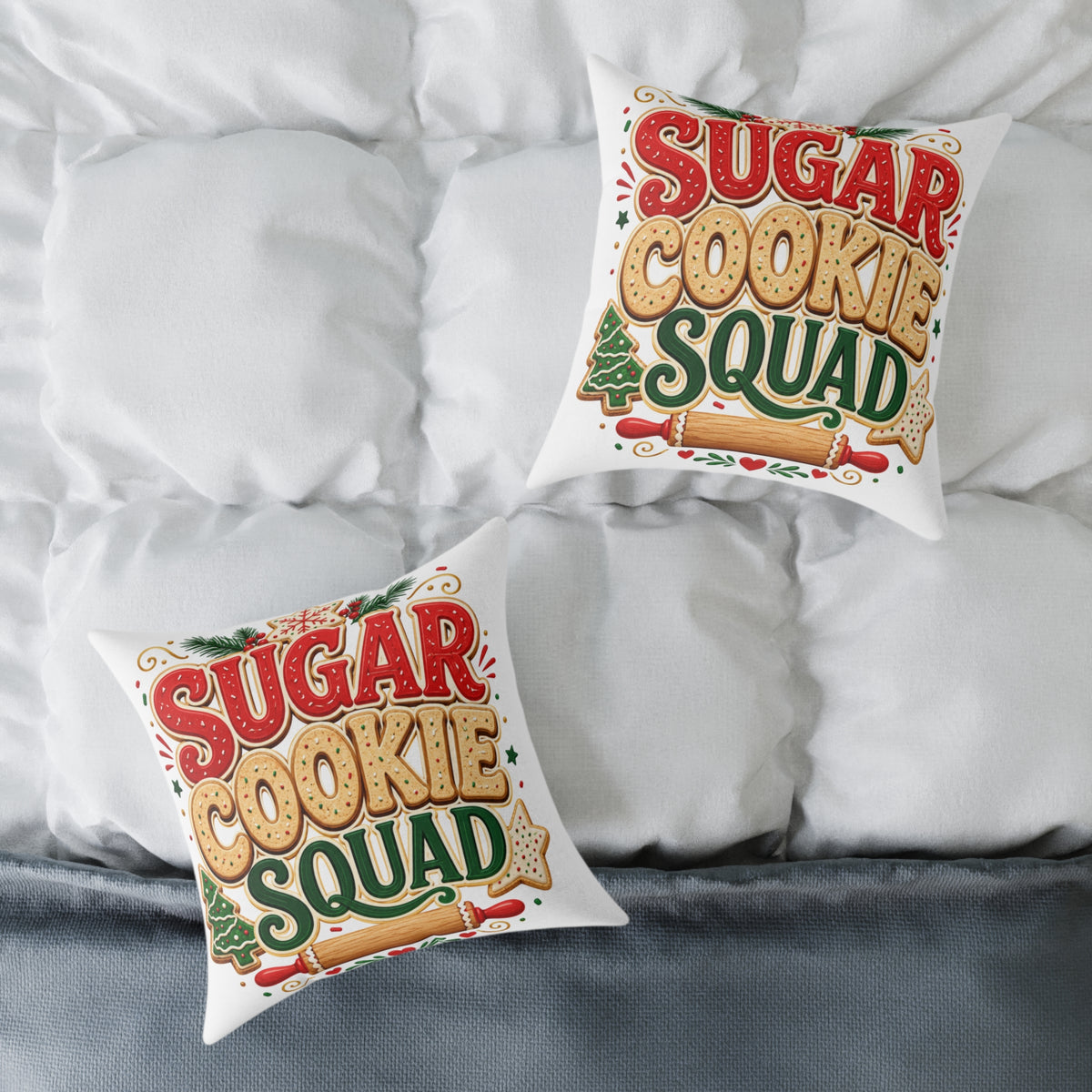 Christmas Sugar Cookie Squad Pillow – Christmas Holiday Decorative Throw Pillow