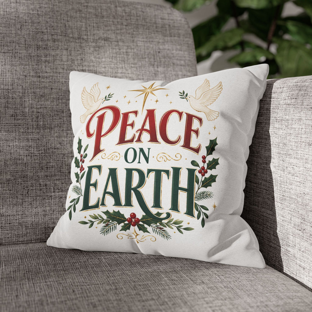 Christmas Peace on Earth Holiday Pillowcase — Christmas Decorative Throw Pillow Cover