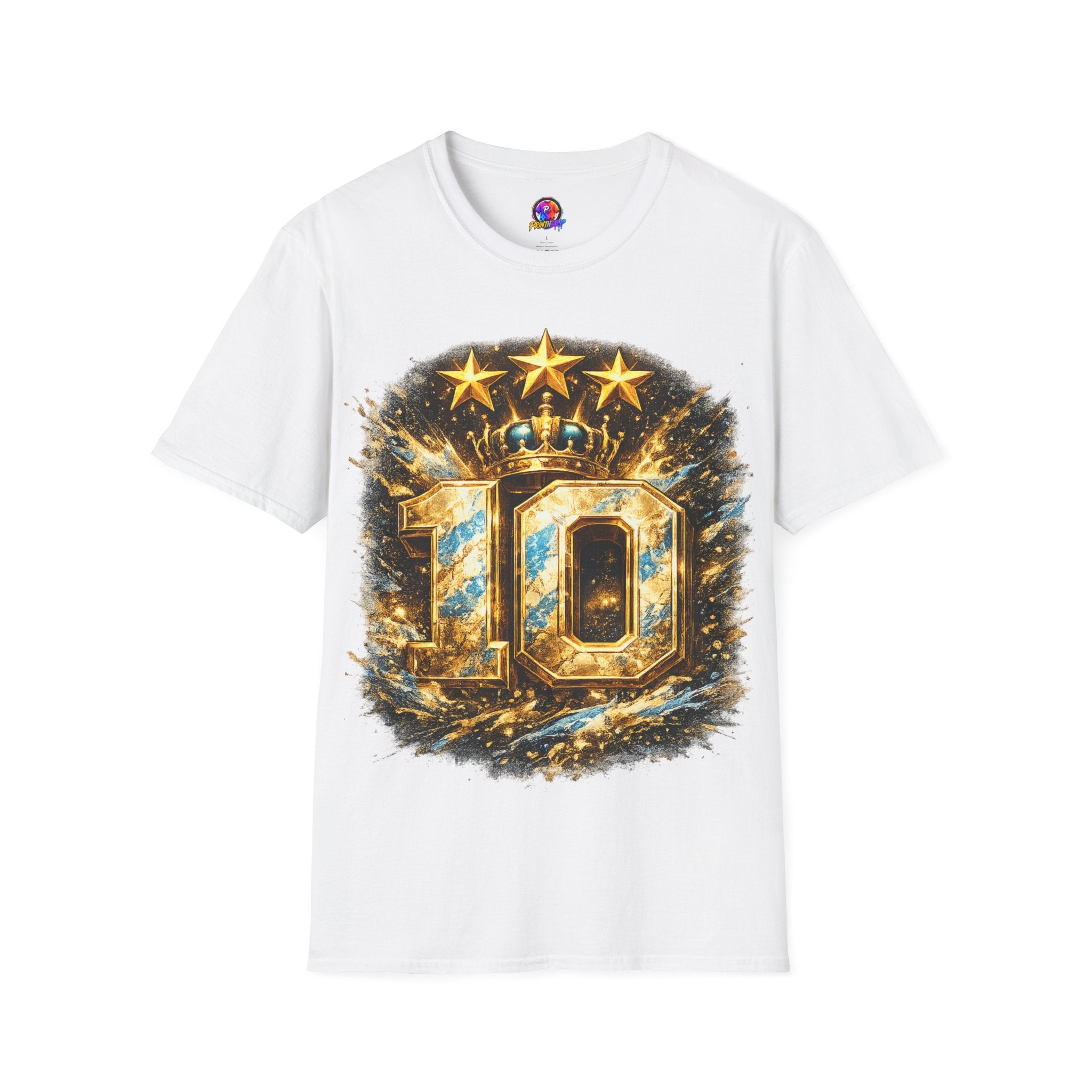 Argentina, MESSI #10 T-Shirt — Gold Crown '10' Victory Graphic Tee