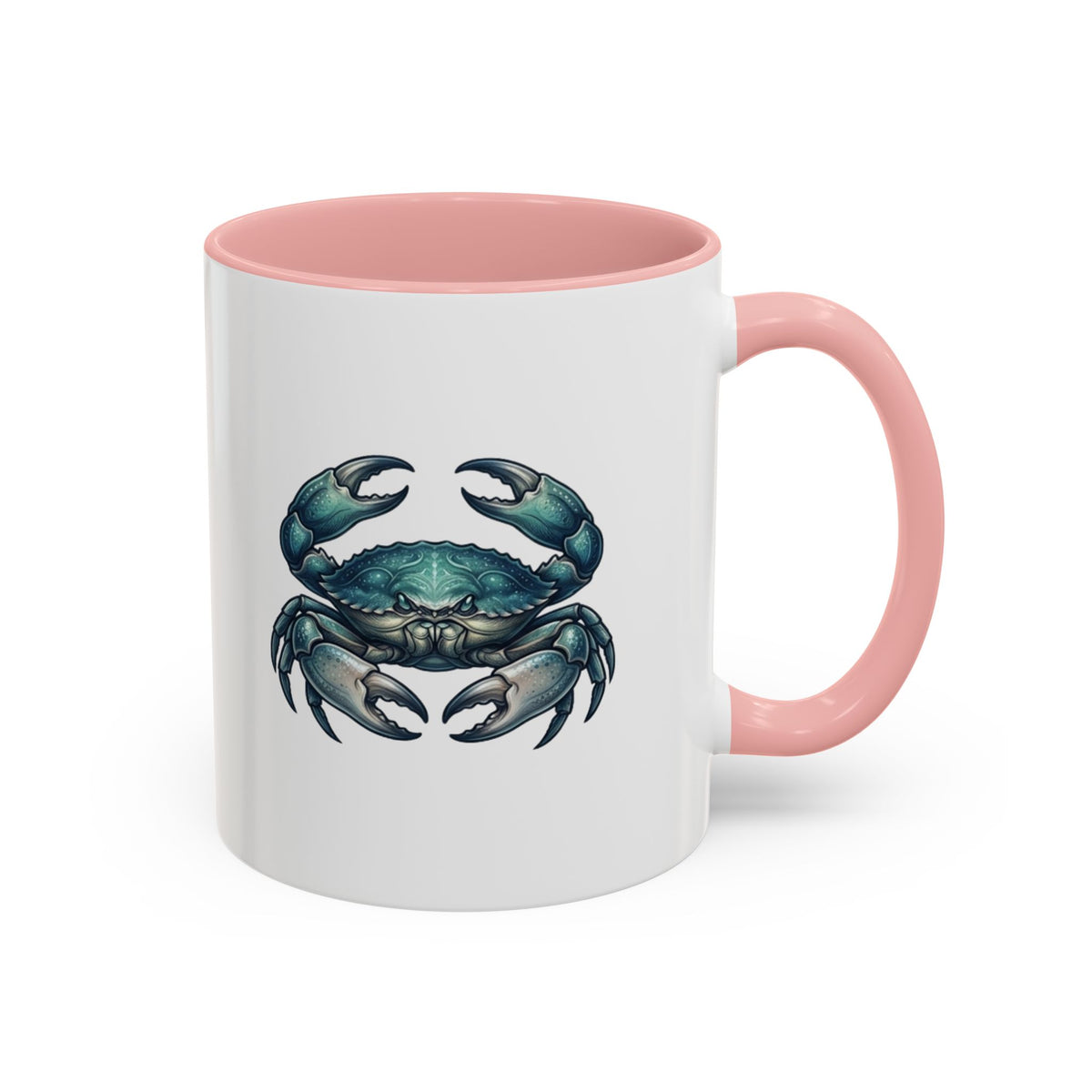Cancer Zodiac Blue Crab Accent Coffee Mug — Nautical Beach Home Decor Gift