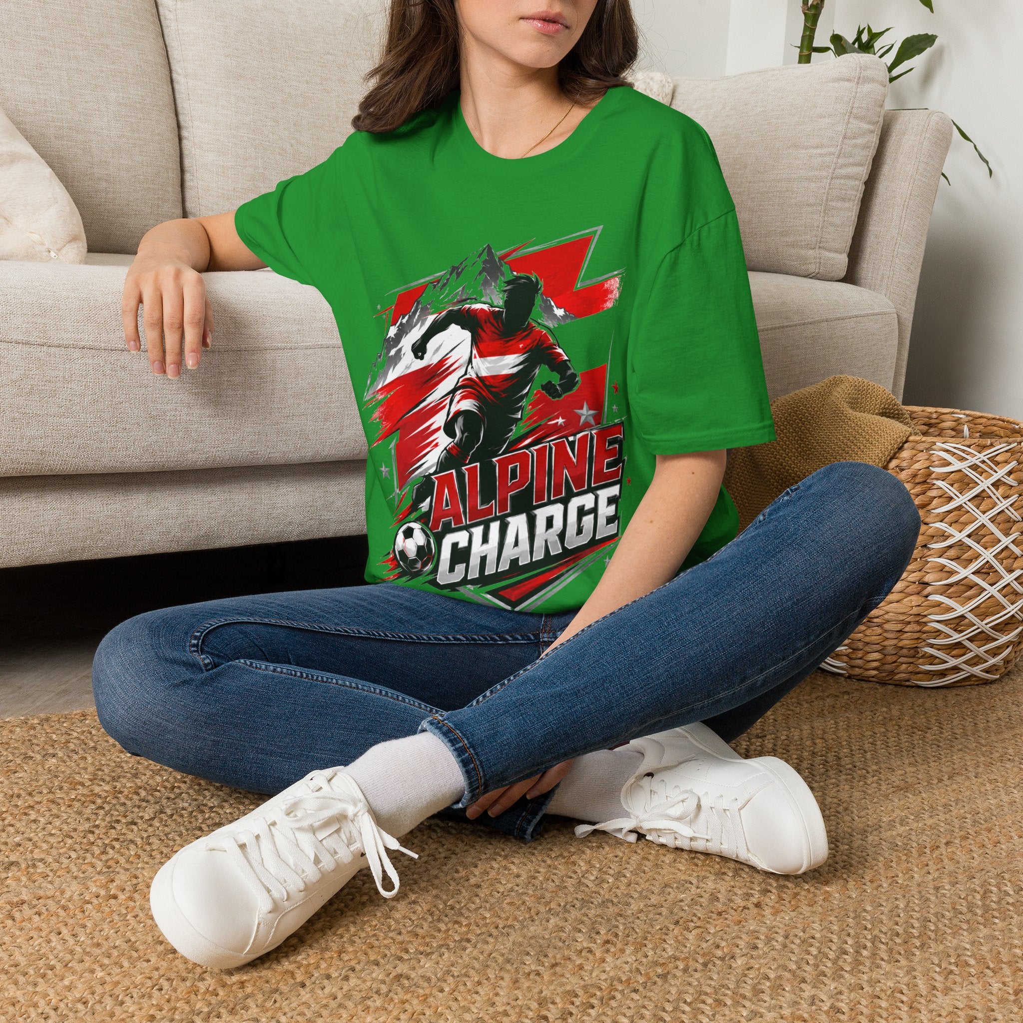 Austria  Alpine Charge Soccer T-Shirt — Mountain Football Graphic Tee -