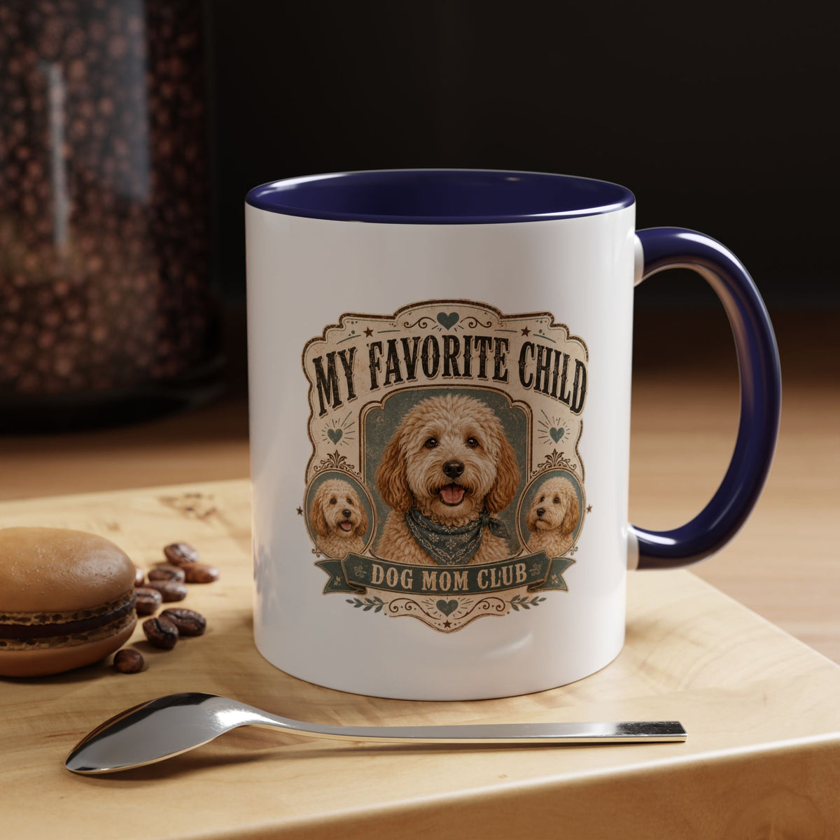 Milo Bailey Dog Dad Mom My Favorite Child Dog Mom Club Accent Coffee Mug – Cute Doodle Dog Mother's Day Gift