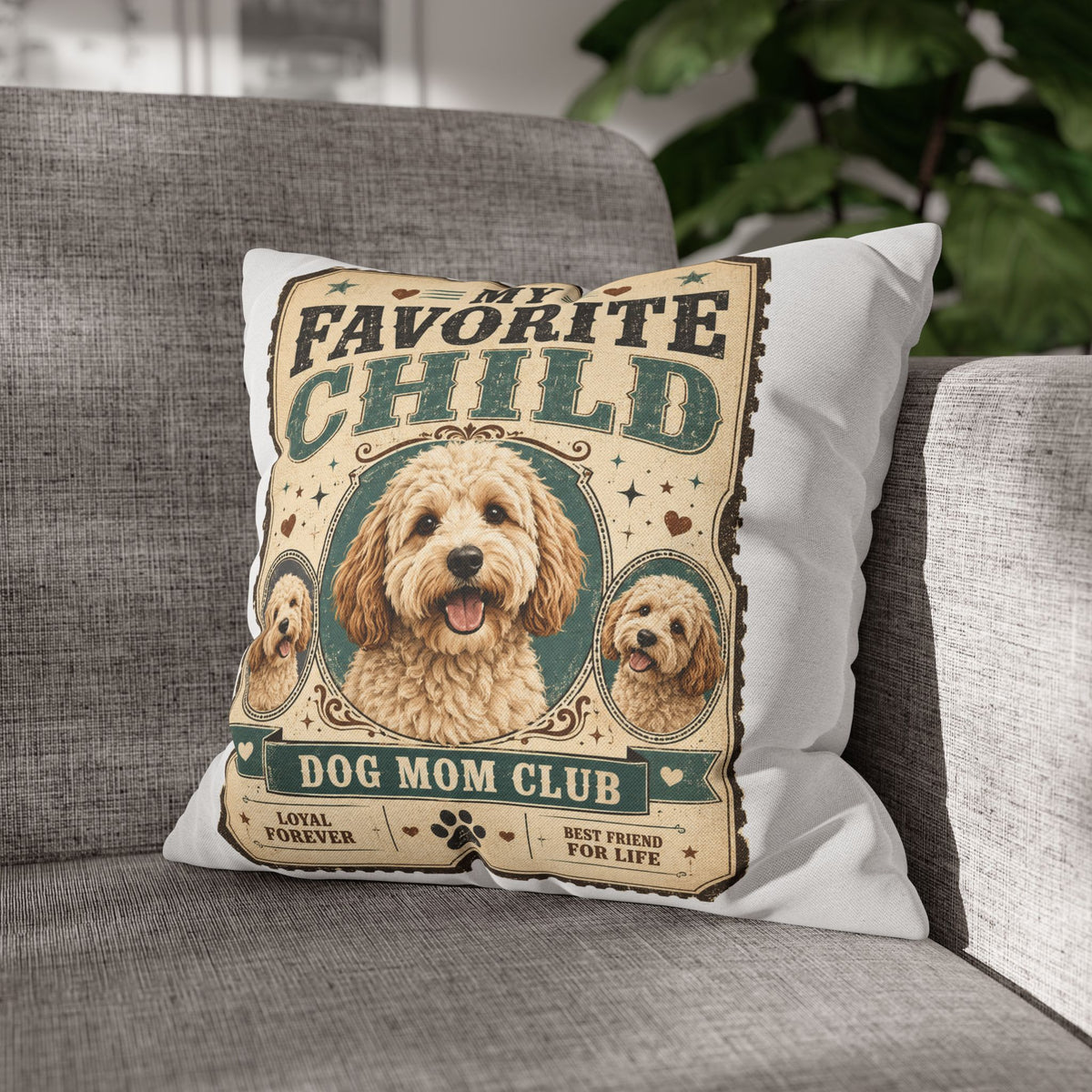 My Favorite Child Dog Mom Club Pillowcase Milo Bailey Dog Dad Mom – Cute Doodle Pet Throw Pillow