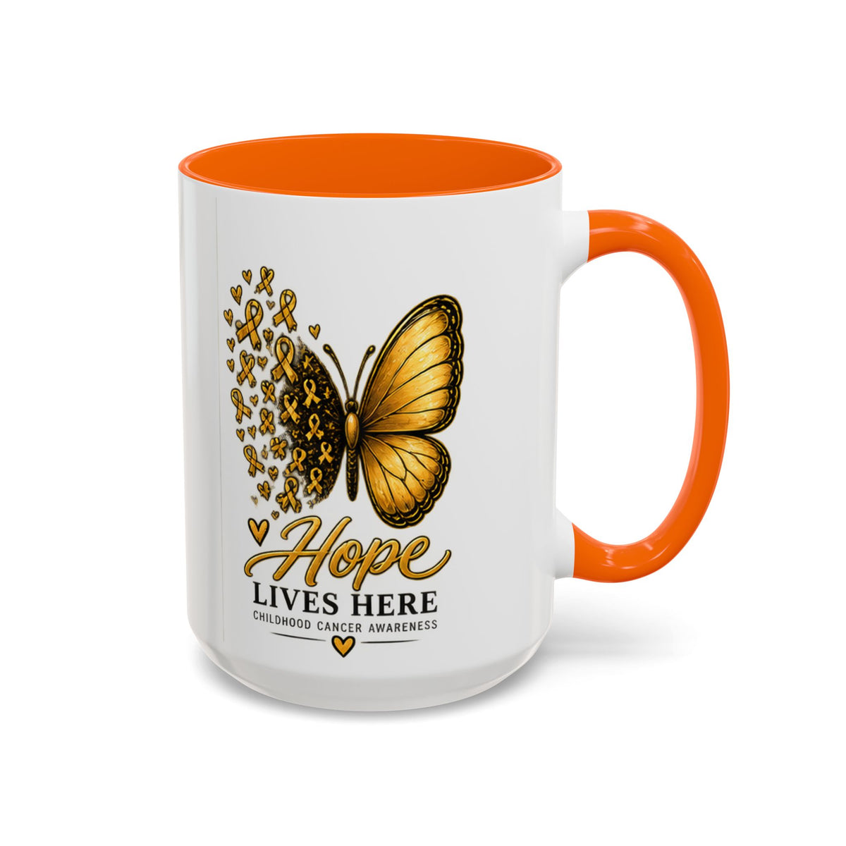 Hope Lives Here Childhood Cancer Awareness Accent Coffee Mug