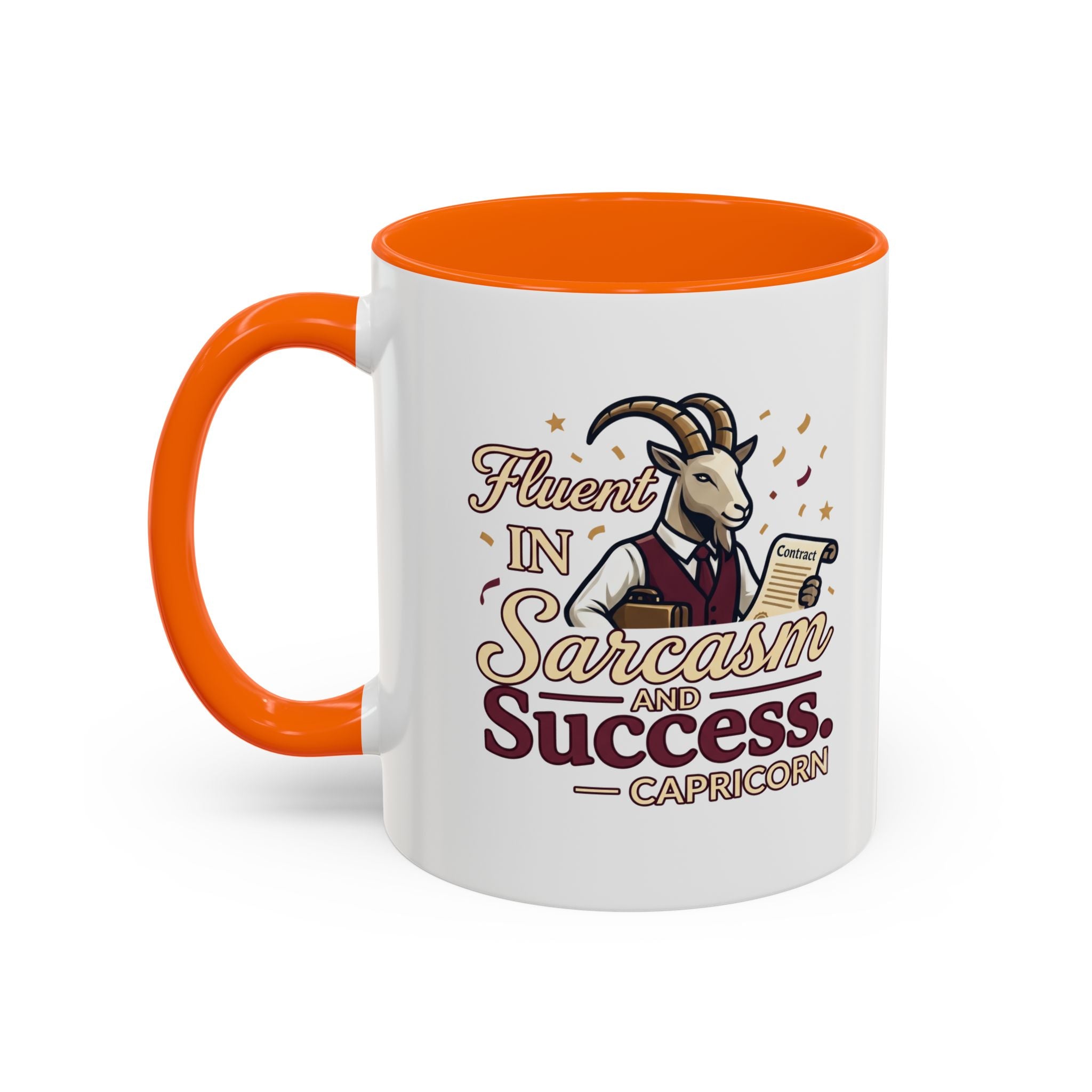 Capricorn Coffee Mug — "Fluent in Sarcasm and Success" Accent Mug