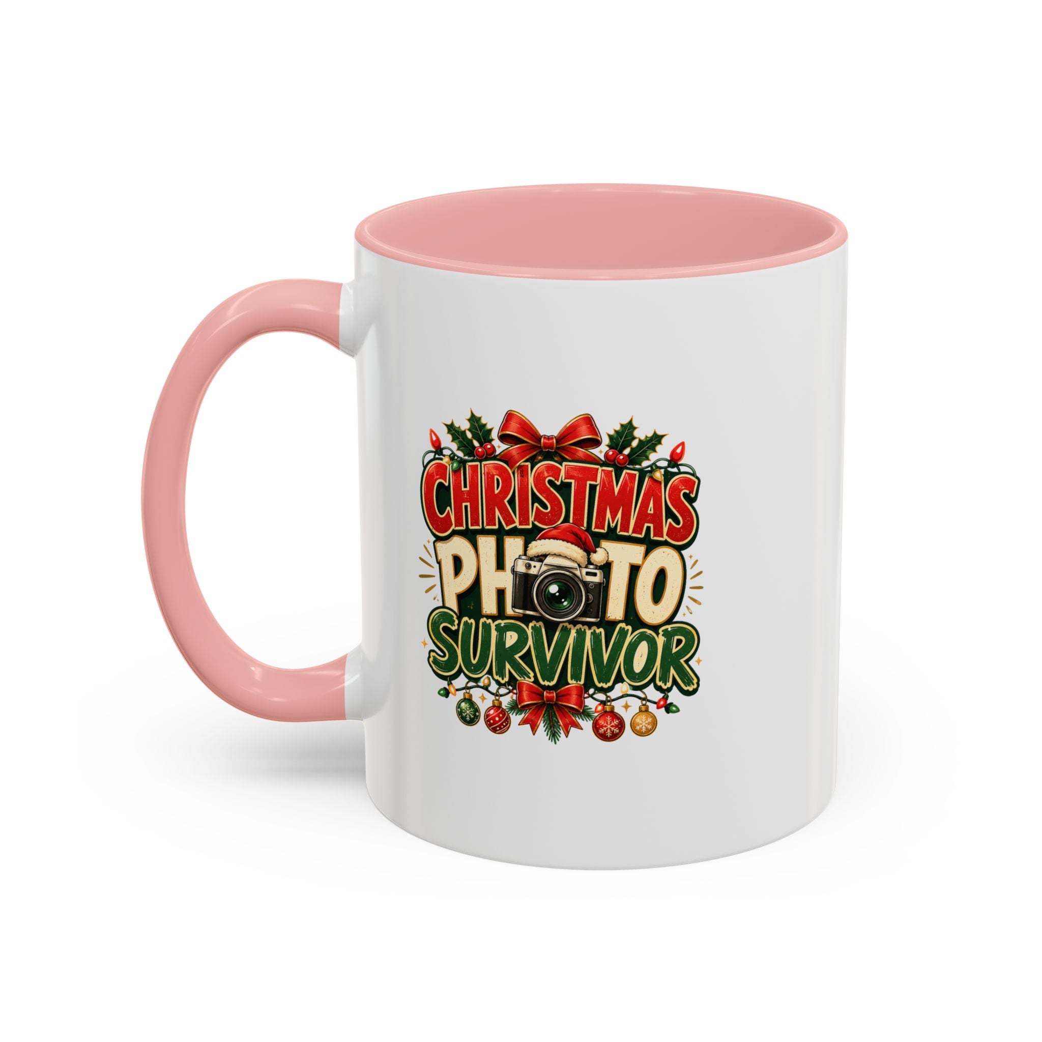 Christmas Photo Survivor Accent Coffee Mug — Holiday Photographer Gift