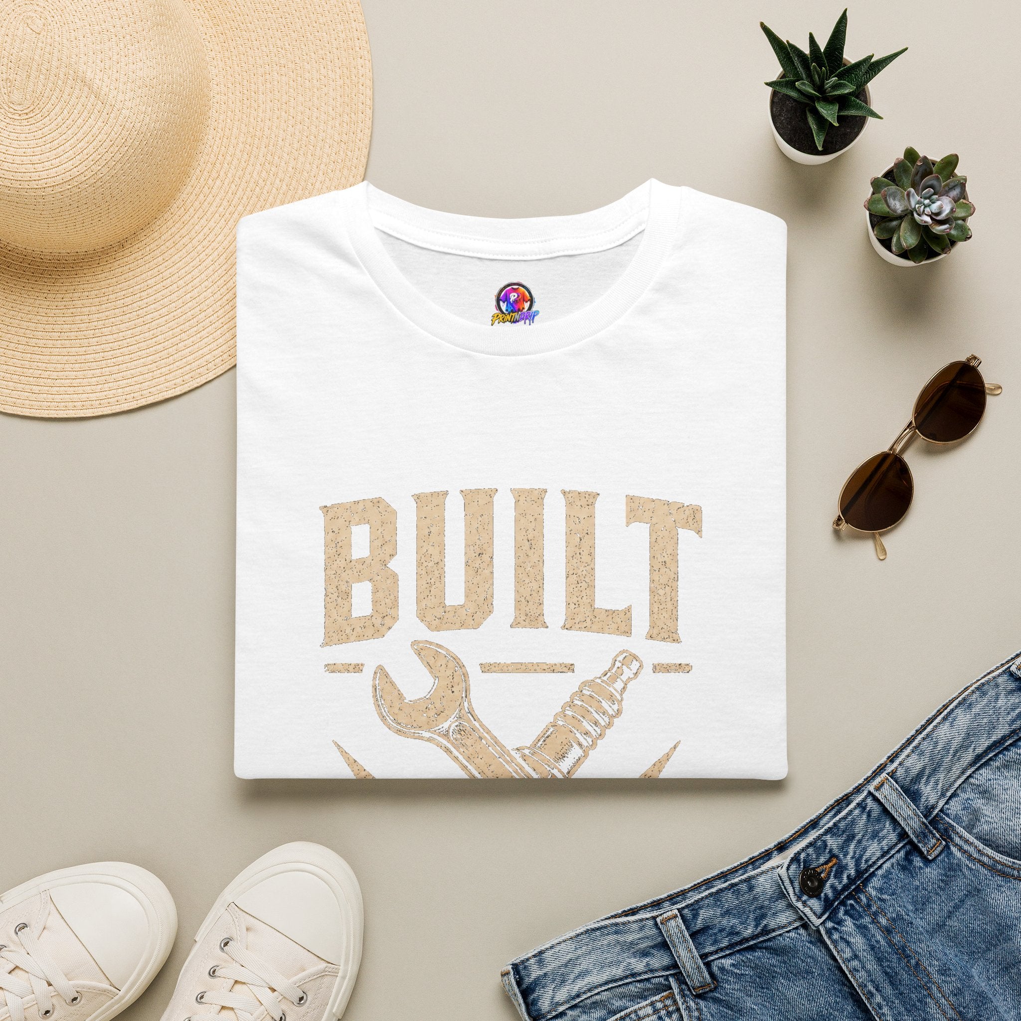Built Not Bought T-Shirt — Vintage Mechanic DIY Garage Tee