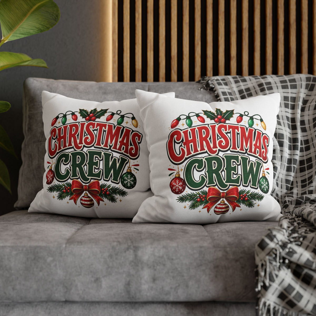 Christmas Crew Holiday Throw Pillowcase — Festive Decorative Cushion Cover