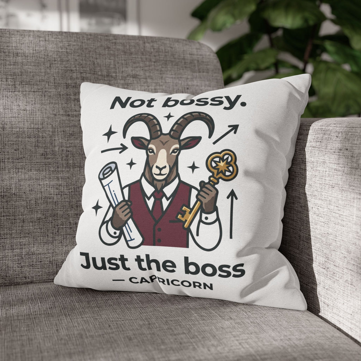 Capricorn Pillowcase — “Not Bossy, Just the Boss” Zodiac Gift