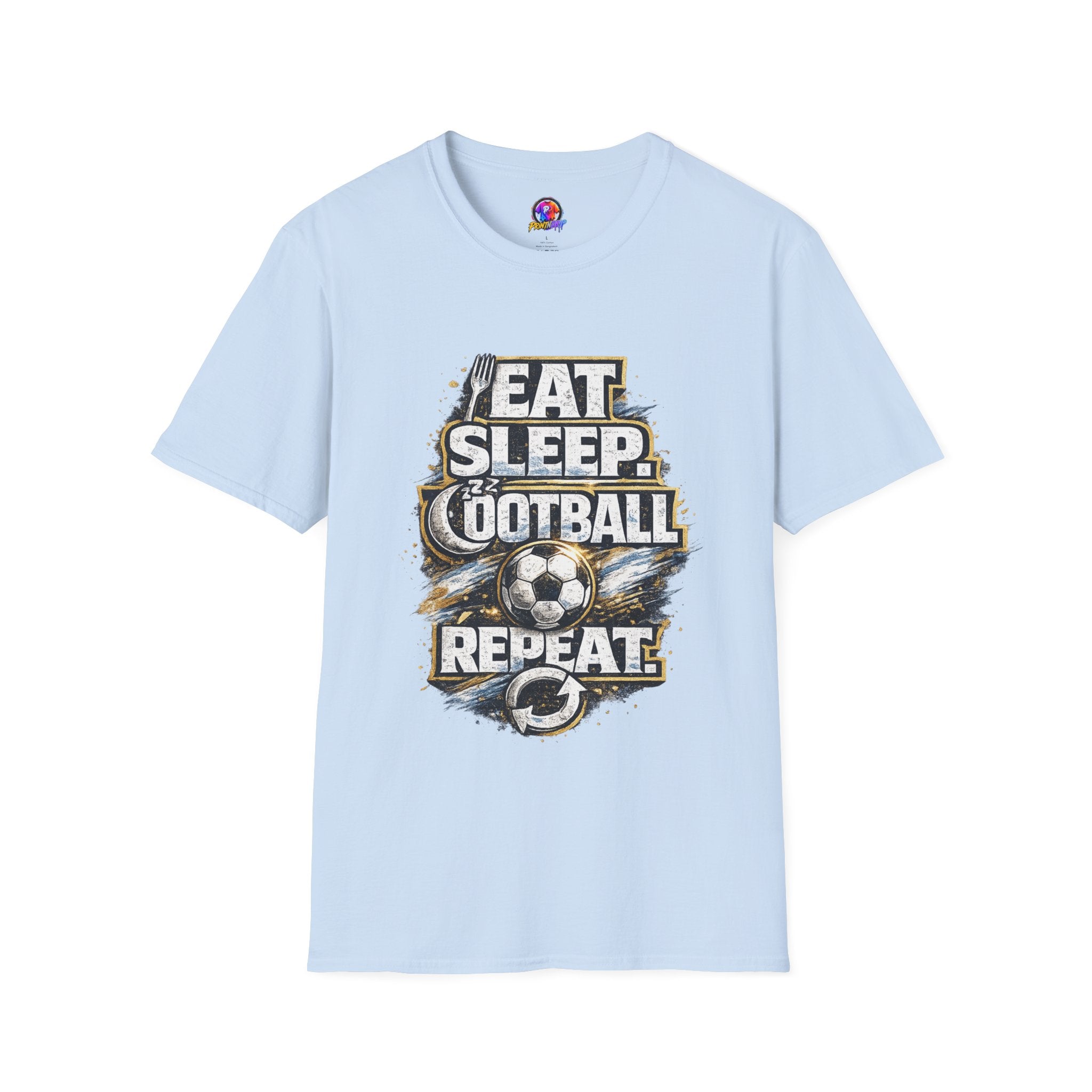 Football 'Eat Sleep Football Repeat' T-Shirt — Vintage Soccer Fan Tee