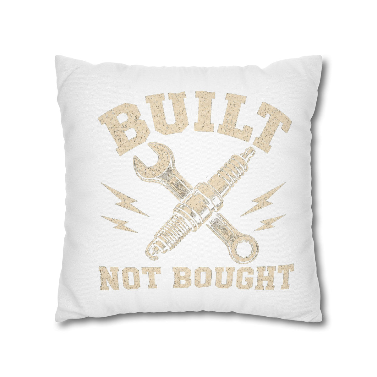 Built Not Bought Decorative Pillowcase Milo Bailey Dog Dad Mom — Rustic Mechanic Tool Accent