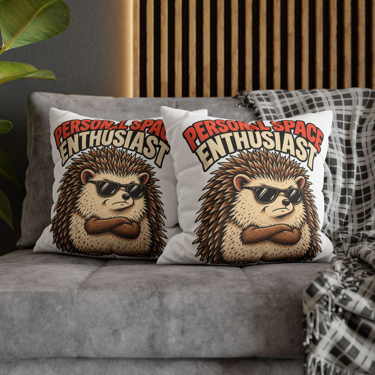 Personal Space Enthusiast Hedgehog Pillowcase — Funny Decorative Throw Pillow Cover