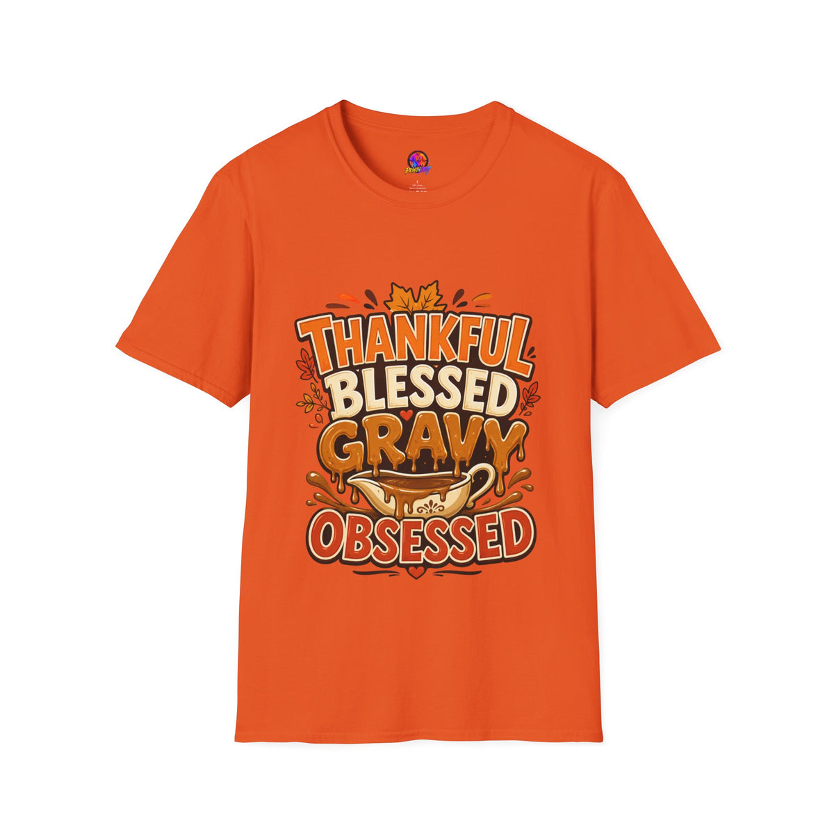 Thanksgiving T-shirt Thankful Blessed Gravy Obsessed T-Shirt — Thanksgiving Fall Turkey Dinner Tee