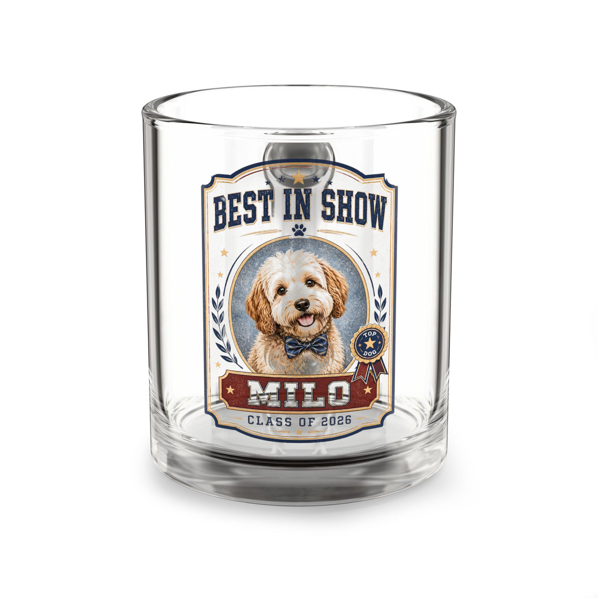 Glass Mug — "Best in Show" Personalized Dog Photo Mug (10oz) Milo Bailey Dog Dad Mom  Glass Mug 10 oz