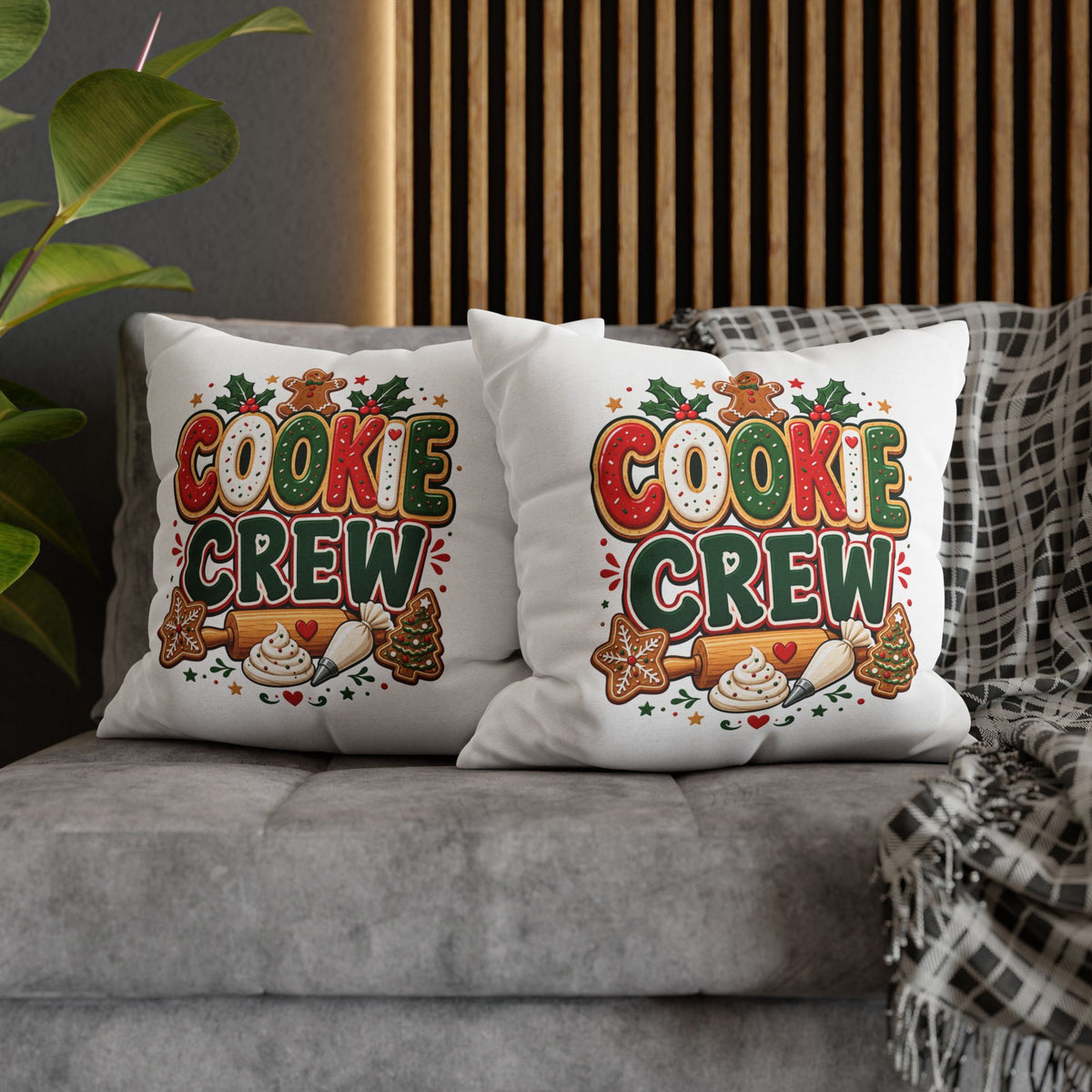 Christmas Cookie Crew Holiday Pillow — Festive Baking Christmas Throw Pillowcase