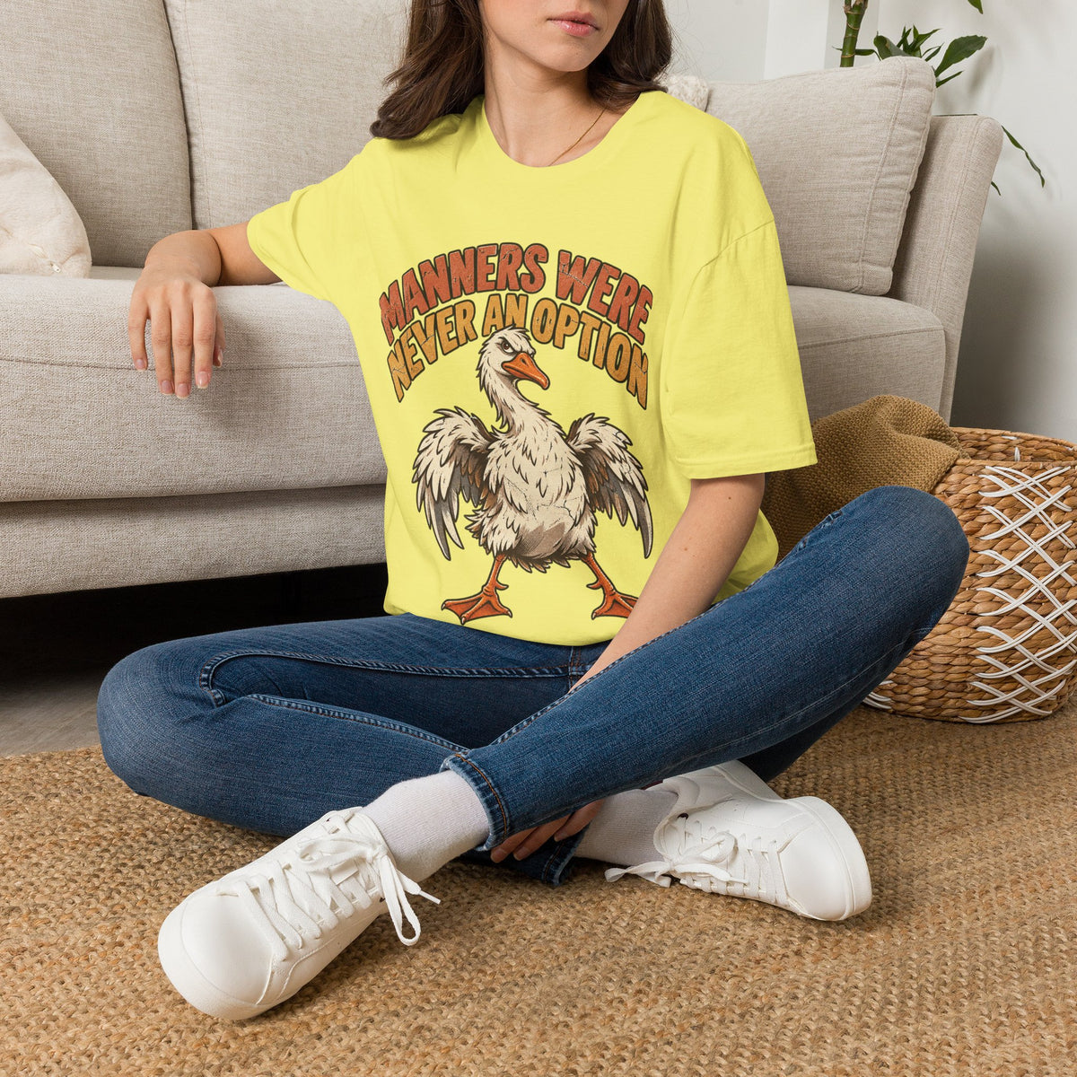 Funny And Witty “Manners Were Never An Option” Goose Graphic T-Shirt