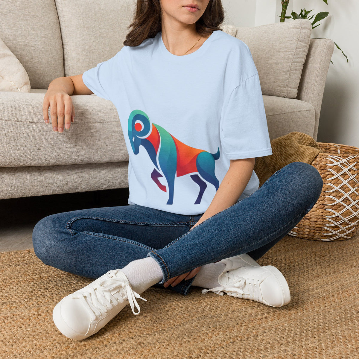 Ram Graphic T-Shirt — Colorful Geometric Sheep/Goat Art