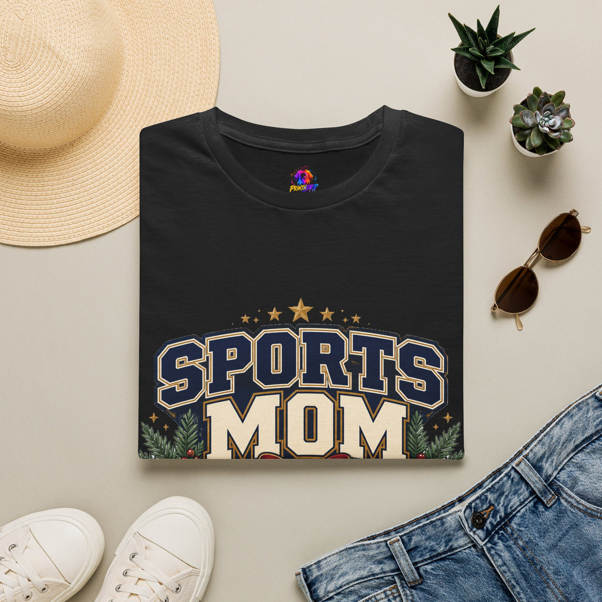 Sports Mom T‑Shirt — "Holiday Hustle" Athletic Mom Tee