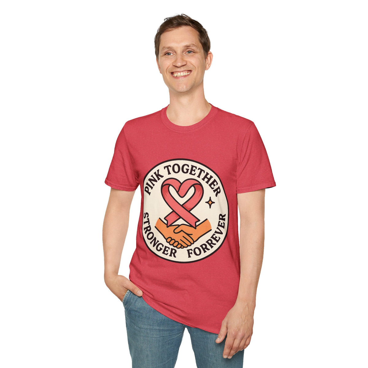 Pink Together Stronger Forever Shield Badge T-Shirt, Breast Cancer Heart Ribbon Tee - Trending Now - September 2026