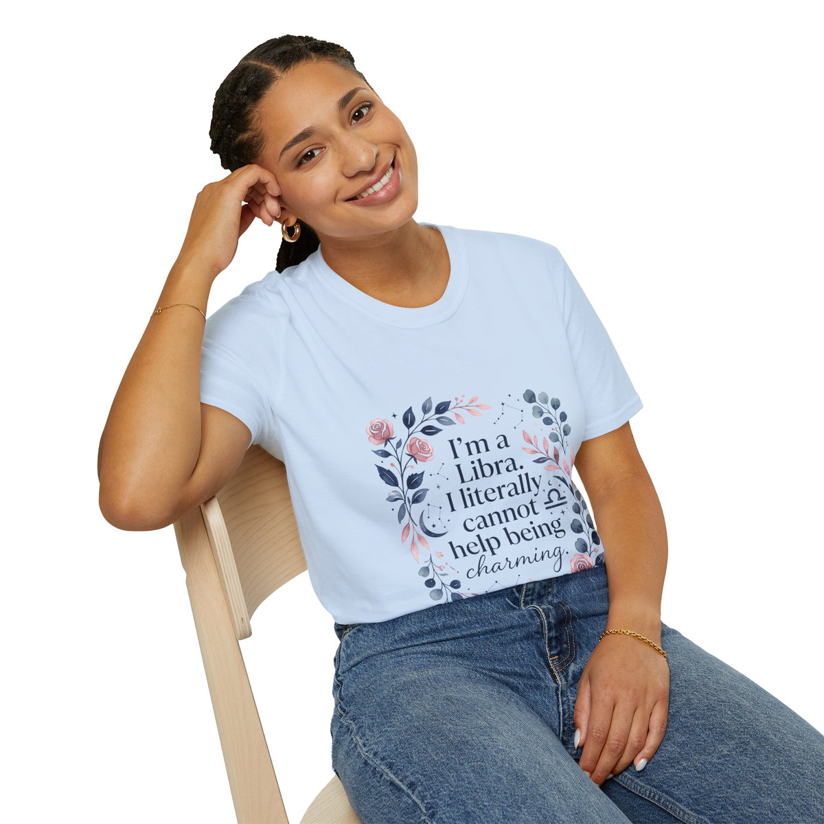 Libra Floral Zodiac T-Shirt — "I'm a Libra, I Literally Cannot Help Being Charming"
