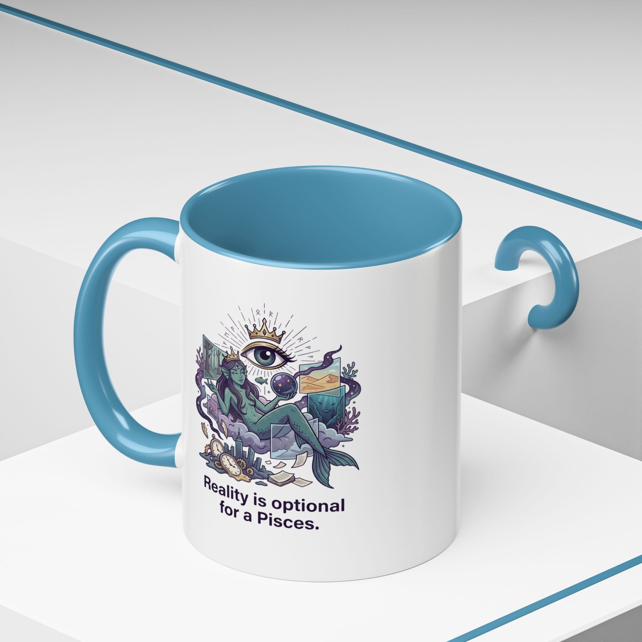 Pisces Zodiac Coffee Mug — "Reality is Optional for a Pisces" Accent Mug