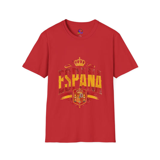 Spain Crown Graphic T-Shirt — Spanish Flag Vintage Crest Tee