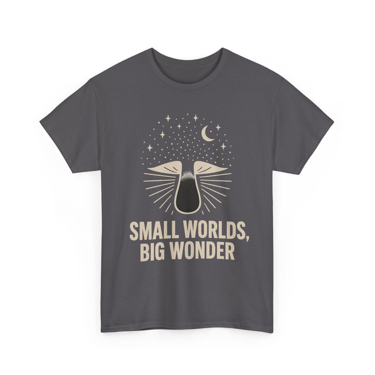 Small Worlds Big Wonder Celestial Mushroom Tee - Aesthetic Nature T-Shirt - Trending Now - September 2026
