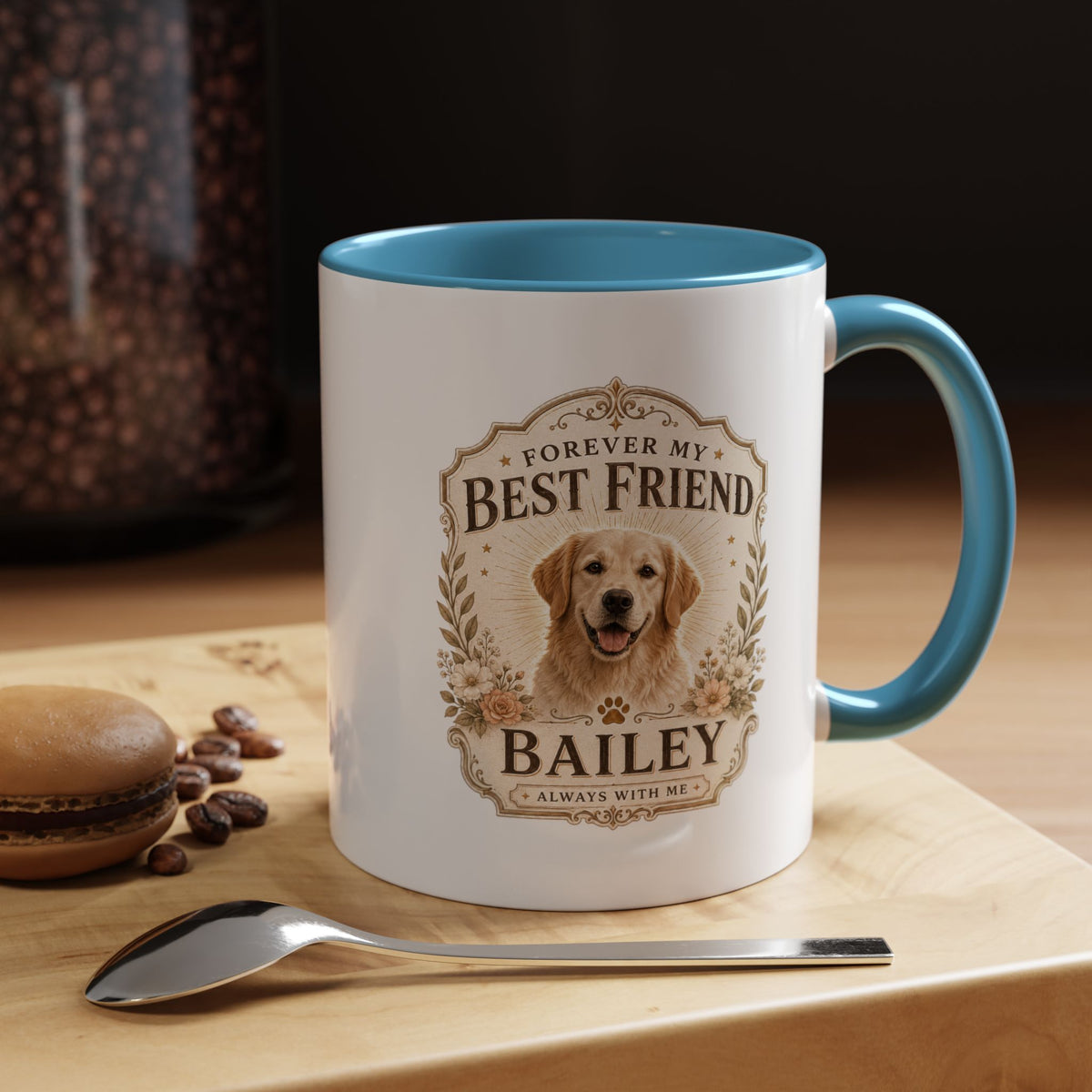 Milo Bailey Dog Dad Mom Forever My Best Friend Dog Coffee Mug — Personalized Pet Name Accent Mug