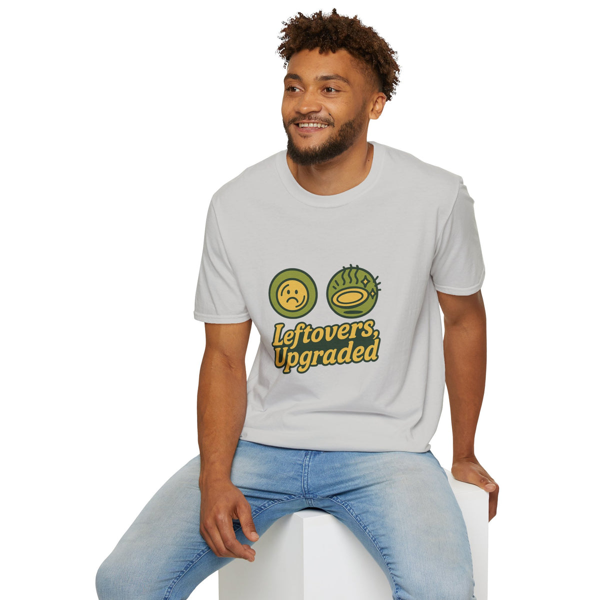 Leftovers Upgraded T-Shirt — Funny Foodie Tee with Soup & Smiley Icons - Trending Now - September 2026