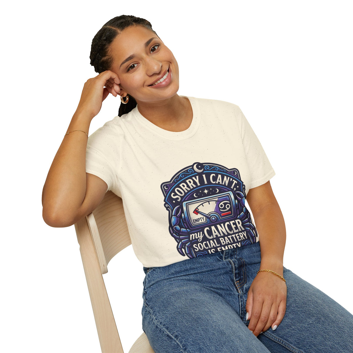 Cancer Support T-Shirt — "Sorry I Can't, My Cancer Social Battery Is Empty"