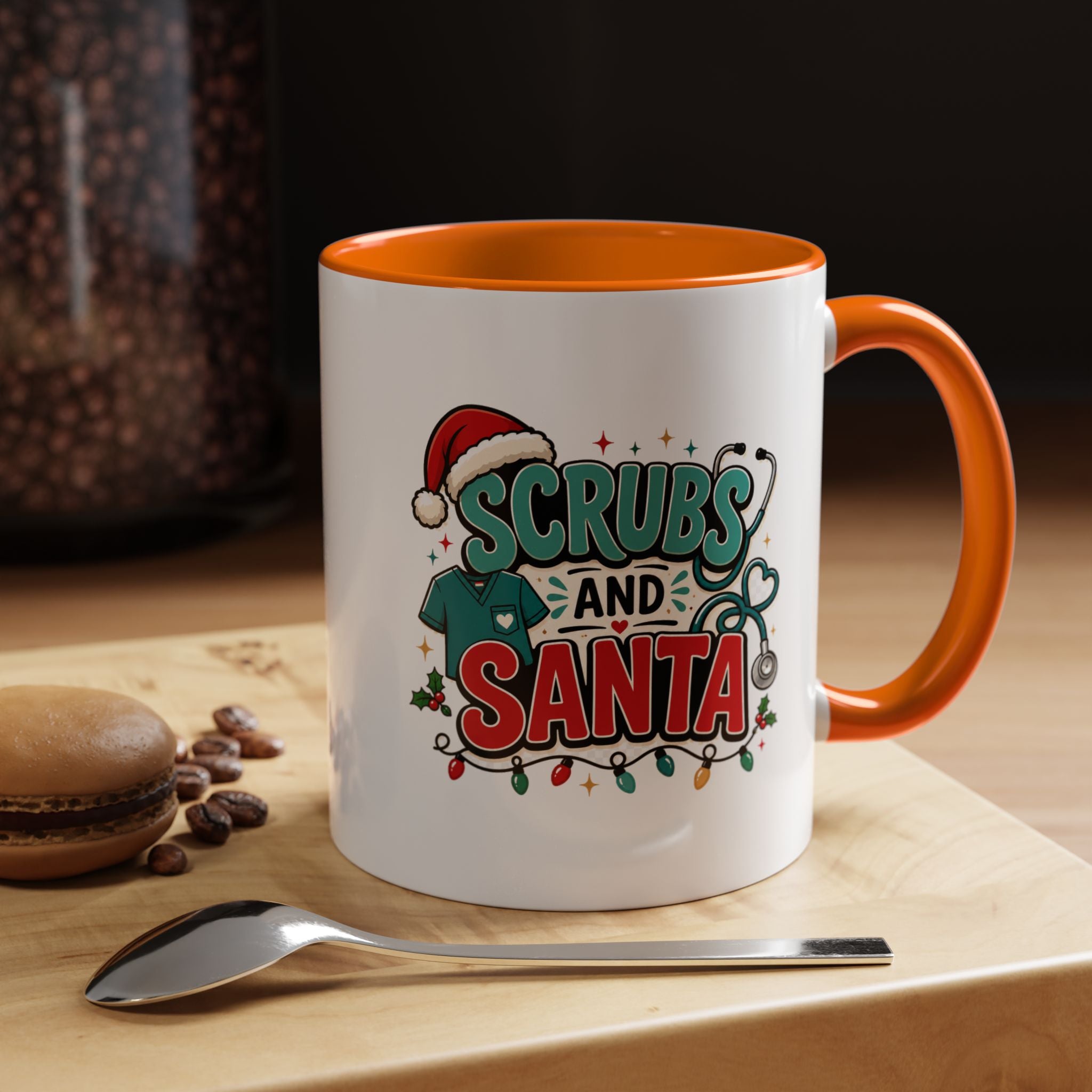 Modern Day Christmas Scrubs and Santa Coffee Mug — Funny Christmas Nurse Gift