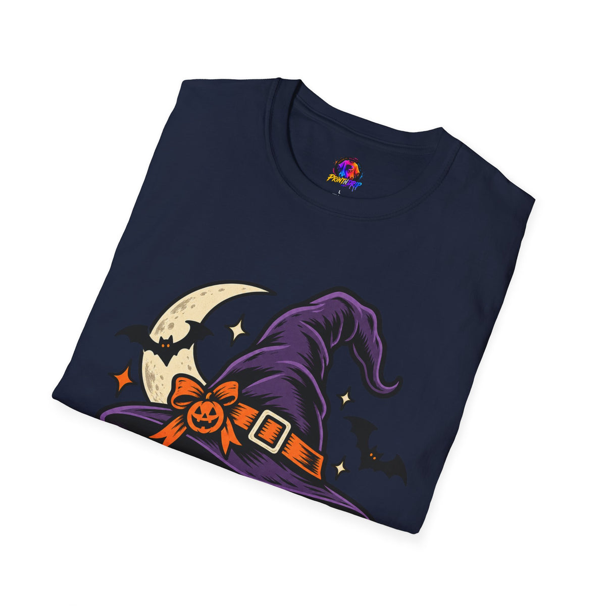 Midnight Mischief Halloween T-Shirt — Witch Hat & Bats Graphic