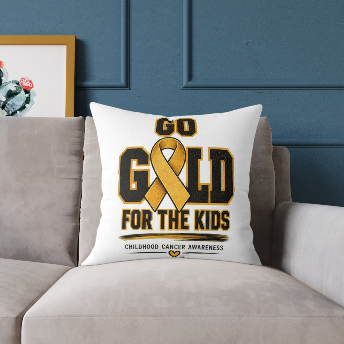 Go Gold for the Kids Childhood Cancer Awareness Pillow